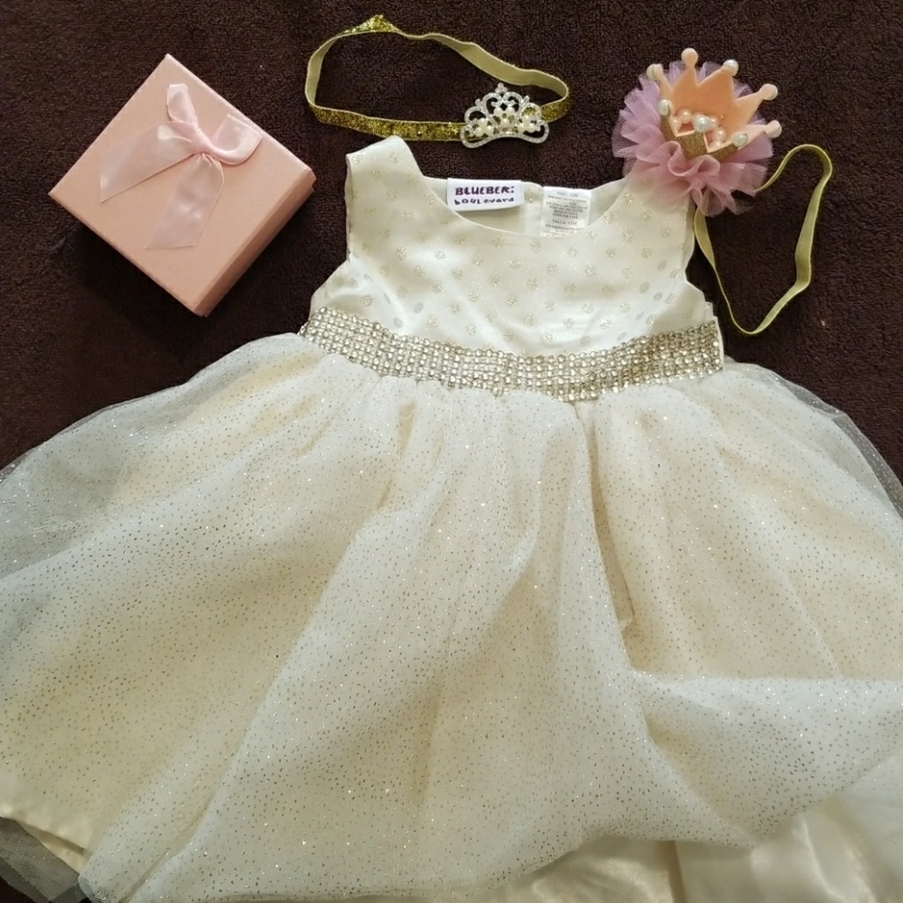Baby girl party dress With headbands 12 months.